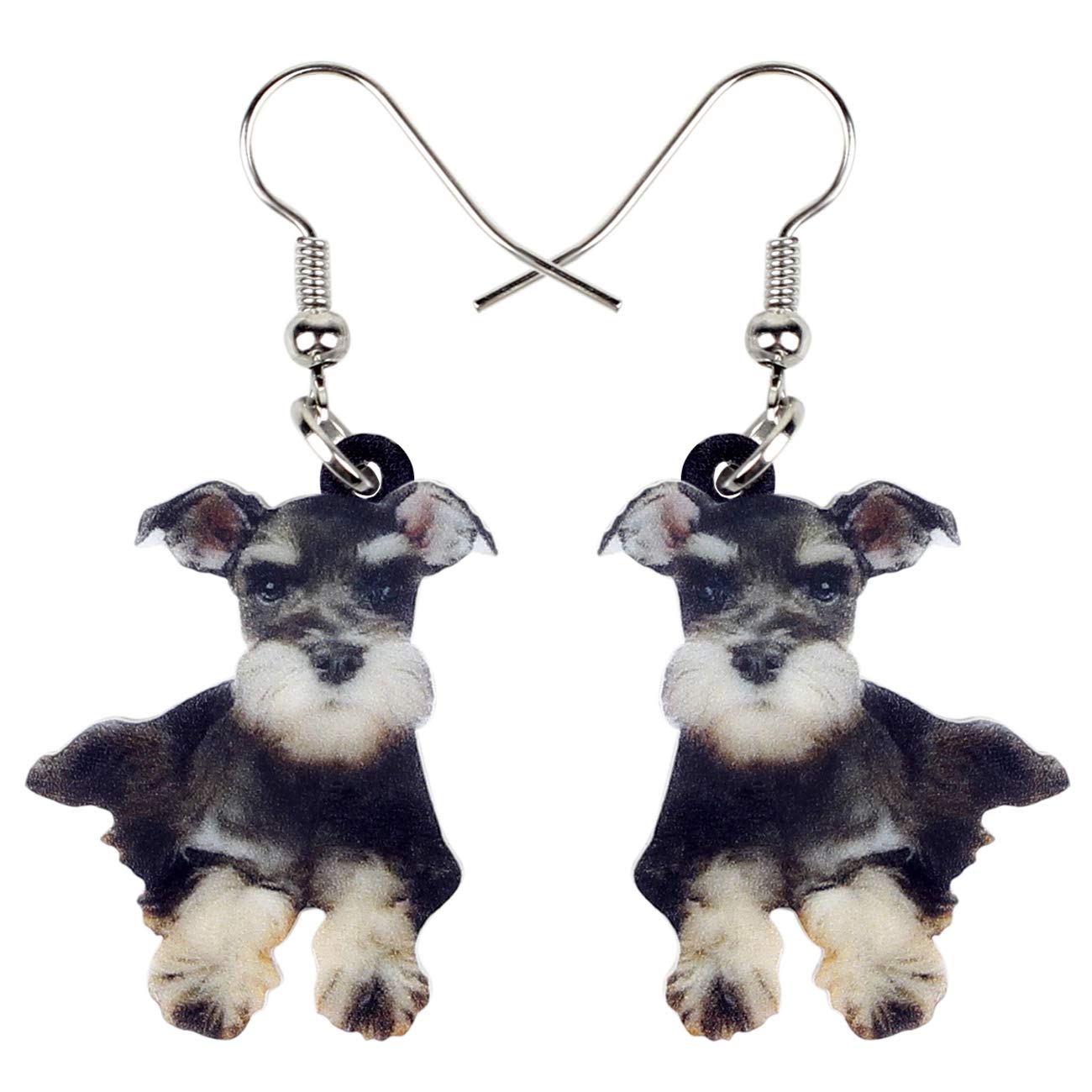 DUOWEI Acrylic Schnauzer Dog Earrings Sweet Pets Dangle Drop Jewelry for Women Ladies Dog Lovers Fancy Gifts (Black)