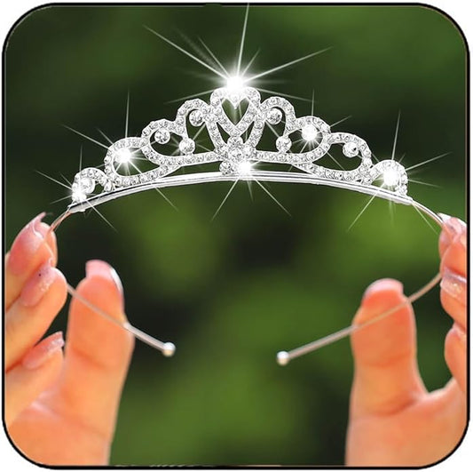 Yean Silver Mini Tiara Small Princess Crown Tiaras Headband for Girl