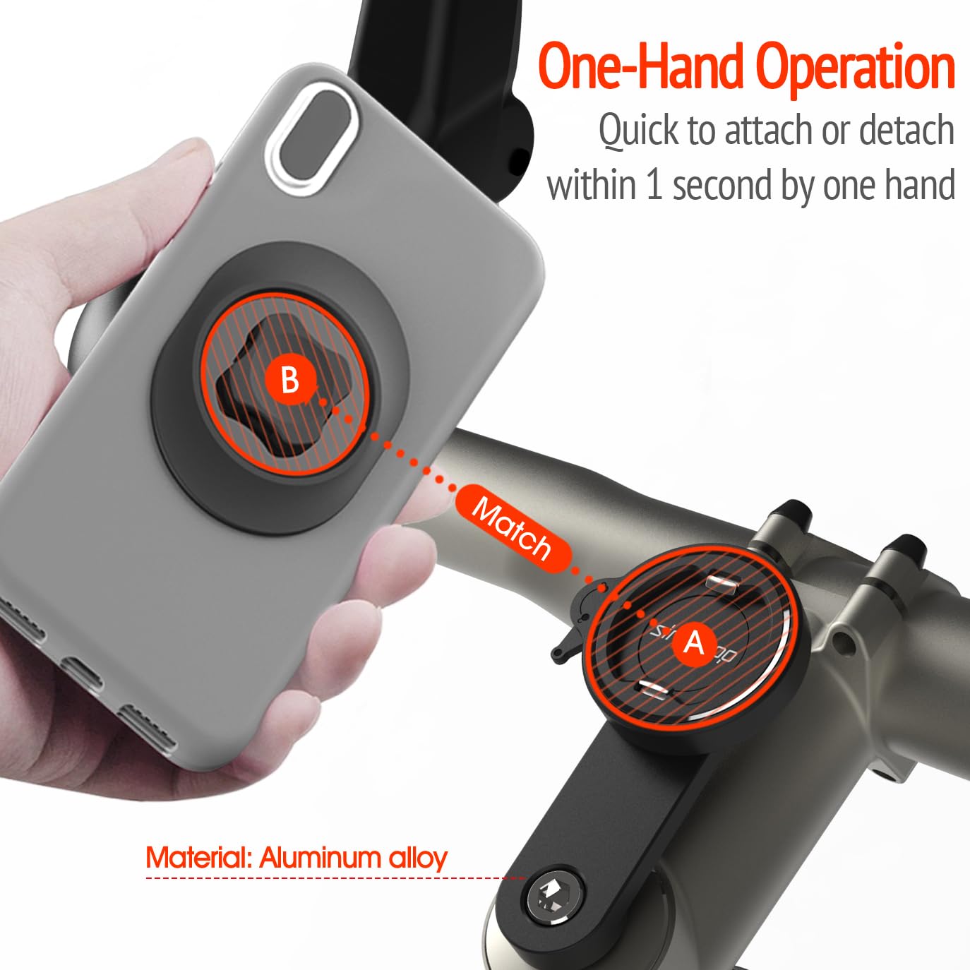 Sincetop Bike Phone Mount, Mountain Bicycle Stem Phone Holder - Quick Attach/Release Aluminum Handlebar Phone Mount, Mtb Road Bi