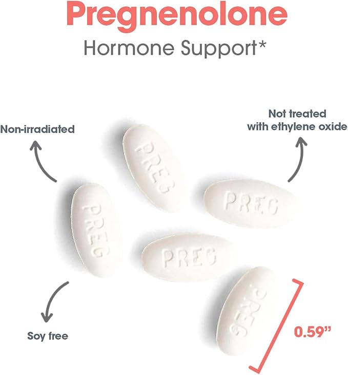 Allergy Research Group Pregnenolone Supplement - Progesterone Supplements 50mg, Hormone & Stress Support, Made from Non-GMO Wild Yam, Micronized Lipid Matrix, Plant-Sourced, Scored Tablets - 60 Count