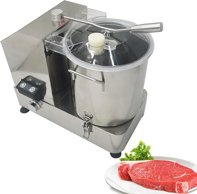 12L 2KW Multifunctional Food Processor Commercial Vegetable Chopper with 4 Removable Blades Food-Grade Stainless Steel Food Processor Chopper for Potato, Onion, Ginger, Cabbage