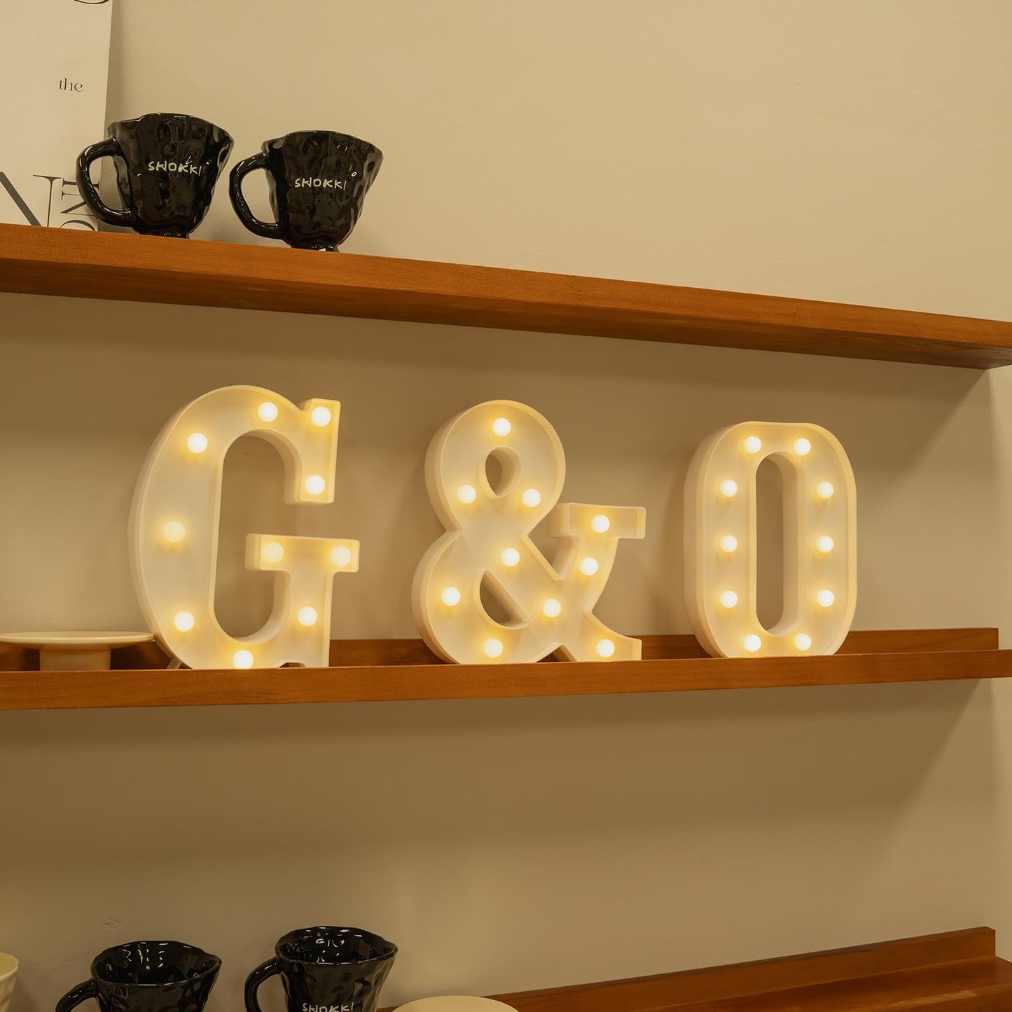 Foaky Rechargeable LED Marquee Light Sign for Wedding/Birthday Party, Size G, Warm Plastic