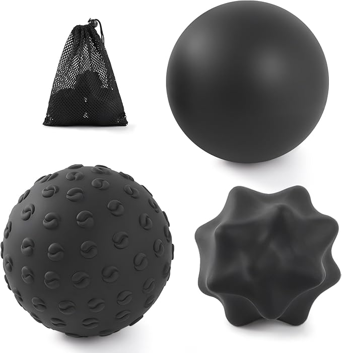 JIEJUNJIE Silicone Massage Balls Set for Myofascial Release,Yoga Deep Tissue,Trigger Point Therapy & Foot Plantar Fasciiti...