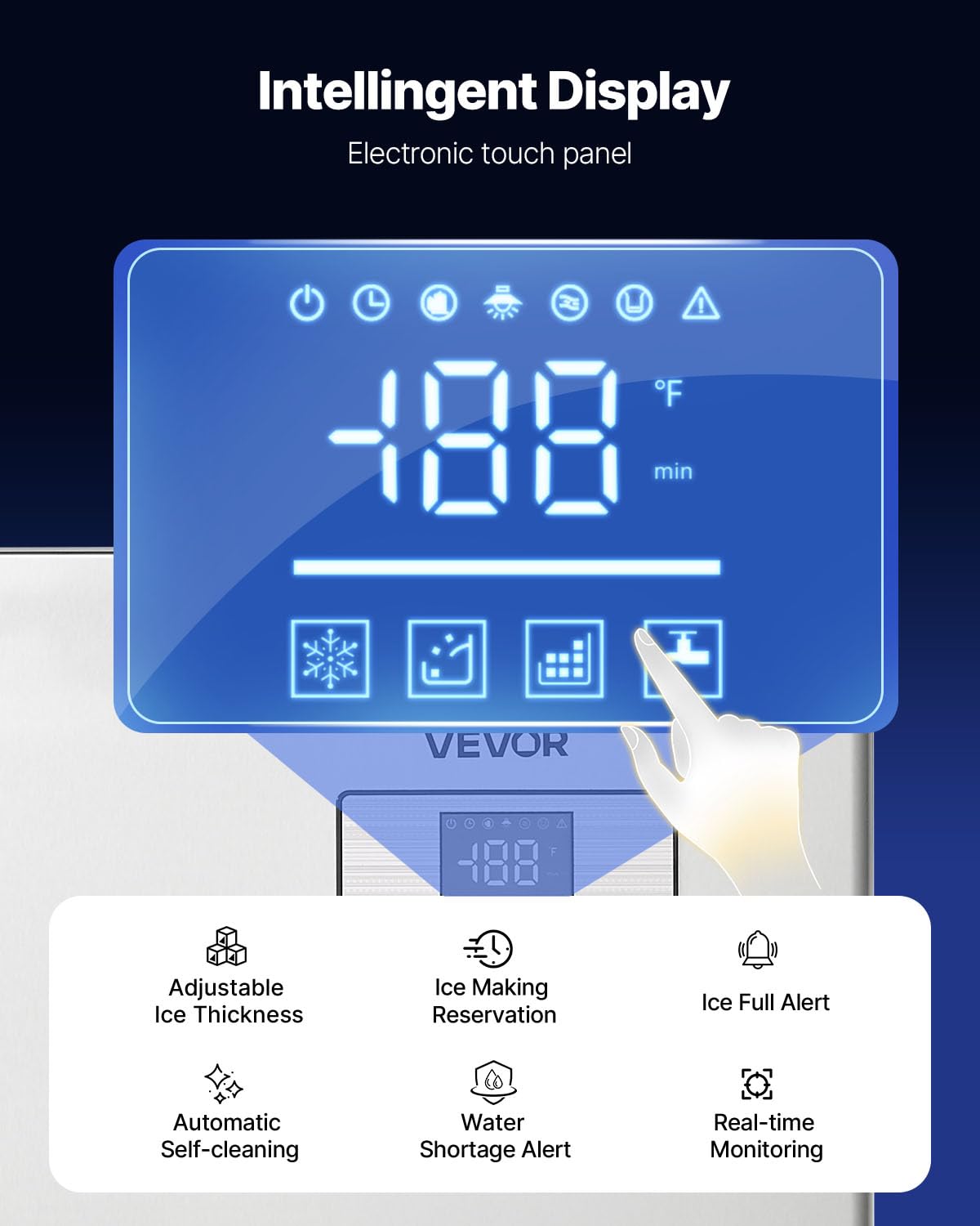 VEVOR Commercial Ice Maker Machine - Head, 550 Lbs/Day Stainless Steel Ice Machine with Scheduled Ice-Making, Self-Cleaning, Adjustable Thickness, Ideal for Restaurant Bar Cafe Hotel - Head Only