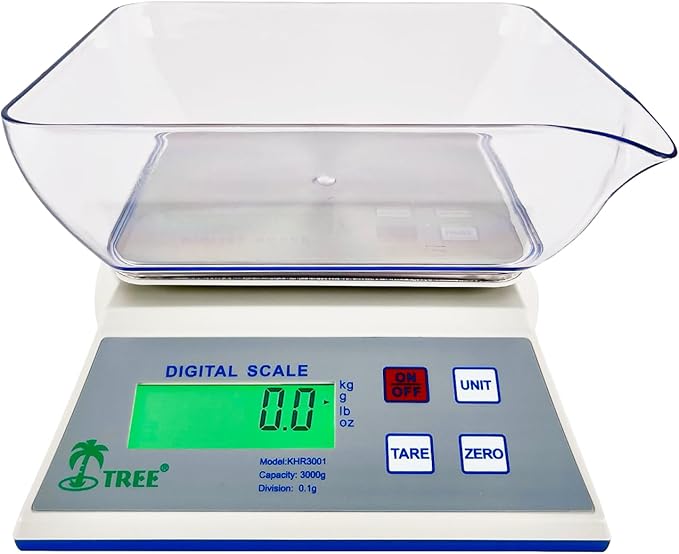 Tree KHR502 High Resolution Kitchen Scale - 500g Capacity, 0.1g Precision, Tare & Hold Function, Durable Build, Ideal for Cooking & Baking (Gray)
