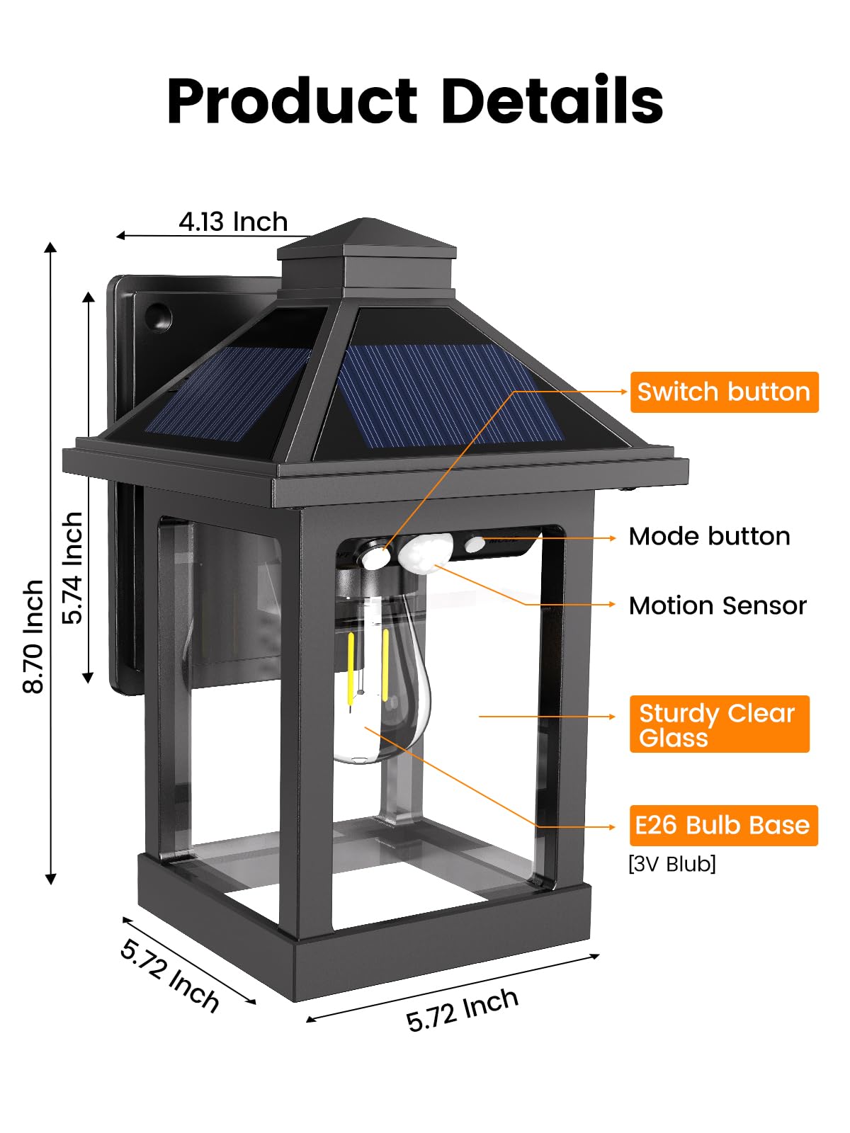 Luhlee Solar Porch Lights Outdoor 1 Pack Motion Sensor Solar Wall Lights Ip65 Waterproof Wall Sconce Lights Outdoor With 3 Lighting Modes For House  Porch  Front Door  Garage  Shed  Patio