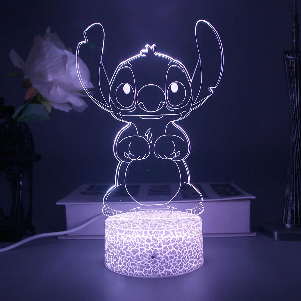 Lilo and Stitch 3D Night Light, Remote Control, 16 Colors, Acrylic, 8 x 2 x 6 inches, Model ST01