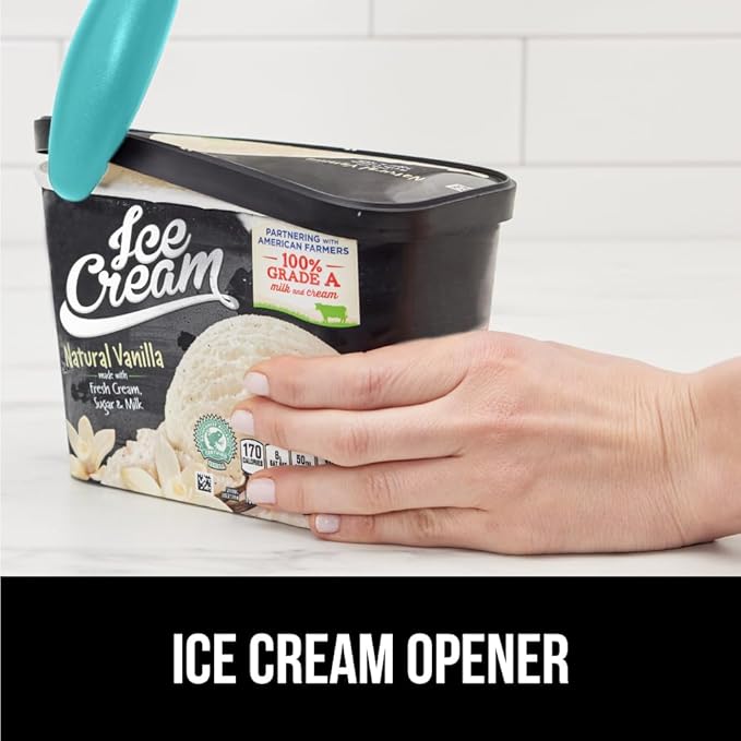 GORILLA GRIP BPA-Free Heavy Duty Ice Cream Scoop, Comfortable Ergonomic Handle, Professional Grade Scooper, Perfect Round Scoops, Spoon Frozen Hard Gelato Sorbet Cookie Dough, Kitchen Tool, Turquoise
