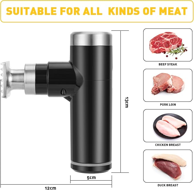 Electric Meat Tenderizer Tool,Cordless Meat Tenderizer Machine with 2 Stainless Steel Meat Mallet,Kitchen Essentials For Tenderizing Steak/Beef/Chicken Chops