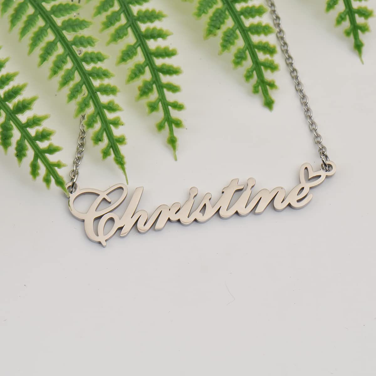 HUAN XUN Customized Nathan Name Necklace Silver Stainless Steeel for Women Personlized Jewelry Gifts for Mother