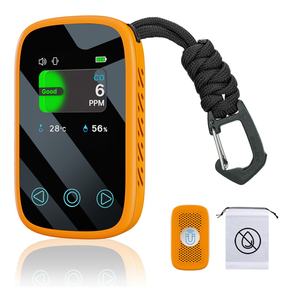 [3-in-1] Carbon Monoxide Detector | Humidity | Temperature, Portable Co Gas Monitor with Lanyard, Air Quality Sensor for Outdoor Camping Travel RV Car