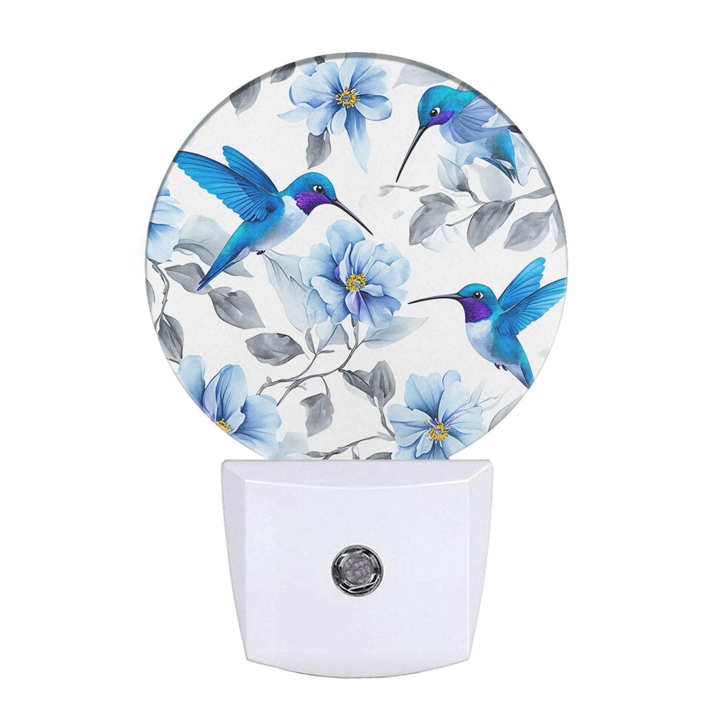 Ekobla Blue Hummingbirds Floral Night Light Birds Peony Flowers With Leaf Plug-In Nightlights Auto On/Off Led Lighting 0.5W Sleep Friendly For Men Women