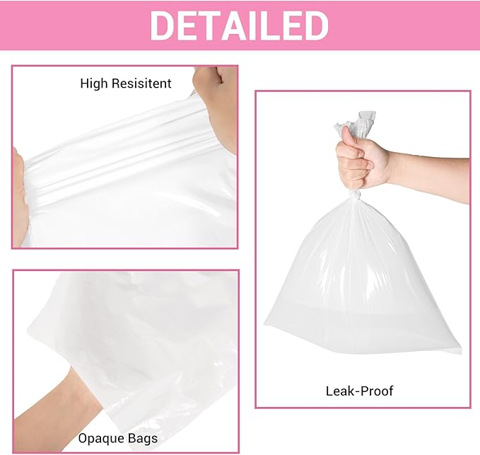 Odor Sealing Baby Diaper Disposable Bags - S/220 Counts Unscented, Durable Diaper Sacks for Home, Travel & On-the-Go Use (Color:White)
