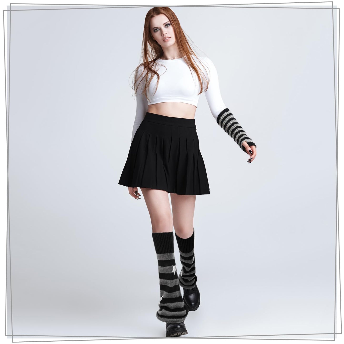 Jspupifip Y2K Leg Warmers for Women, Star Arm Warmers Streetwear Leg Cover Retro Stretchy Dance Accessories for Japanese Harajuke Cosplay Lolita Rave Festival, Anime Cosplay, Aesthetic Outfit