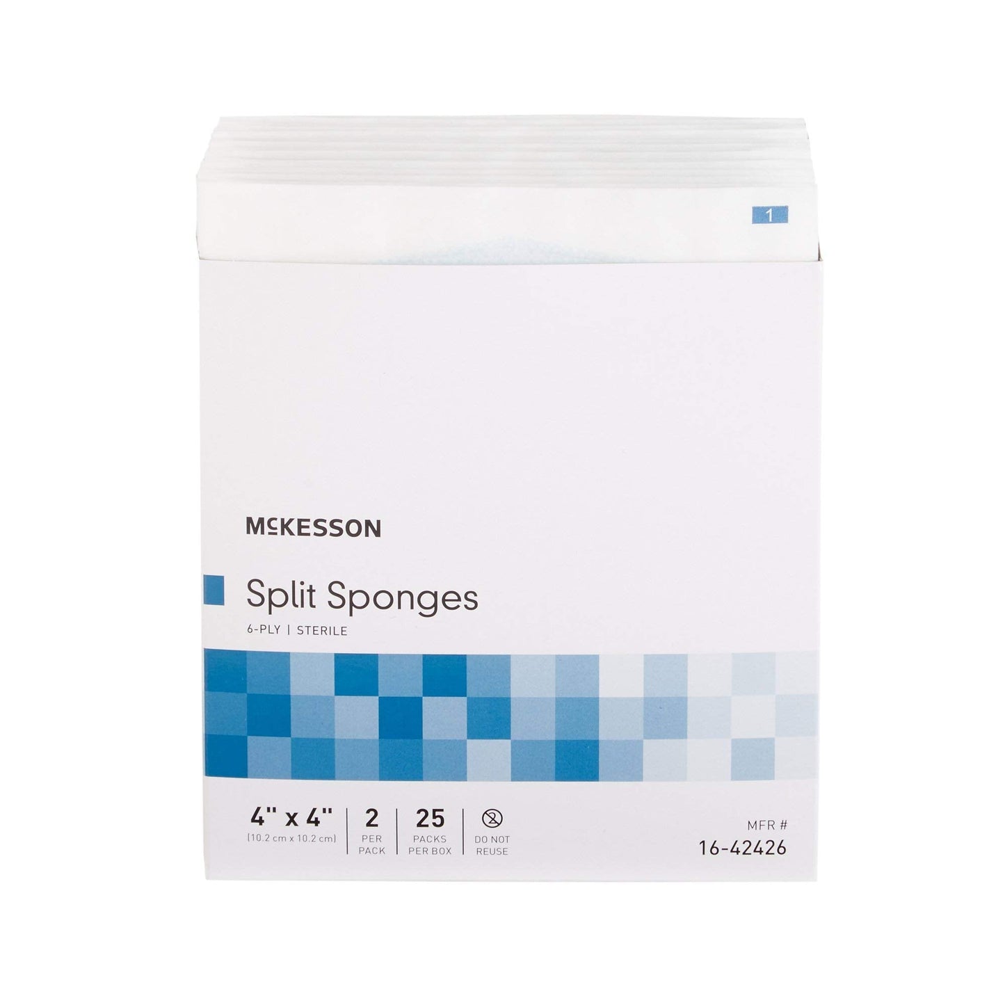 McKesson Sterile Drainage Sponges 4x4 Inch (50 Sponges, 25 Packs of 2) Pre-Slit Surgical Drain Gauze Pads – 6-Ply Split Gauze for Wound Drains & Post-Op Care – 2 per Pack