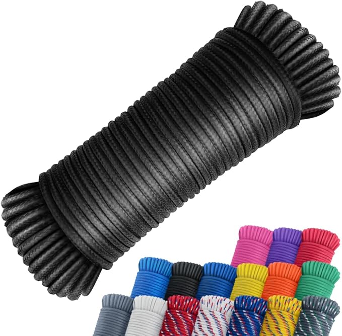 SMART&CASUAL 100 ft 1/4" Polyester Rope (Comparable to Nylon Rope) Poly Strong Utility Cord for Clothes Line Flag Pole Cam...