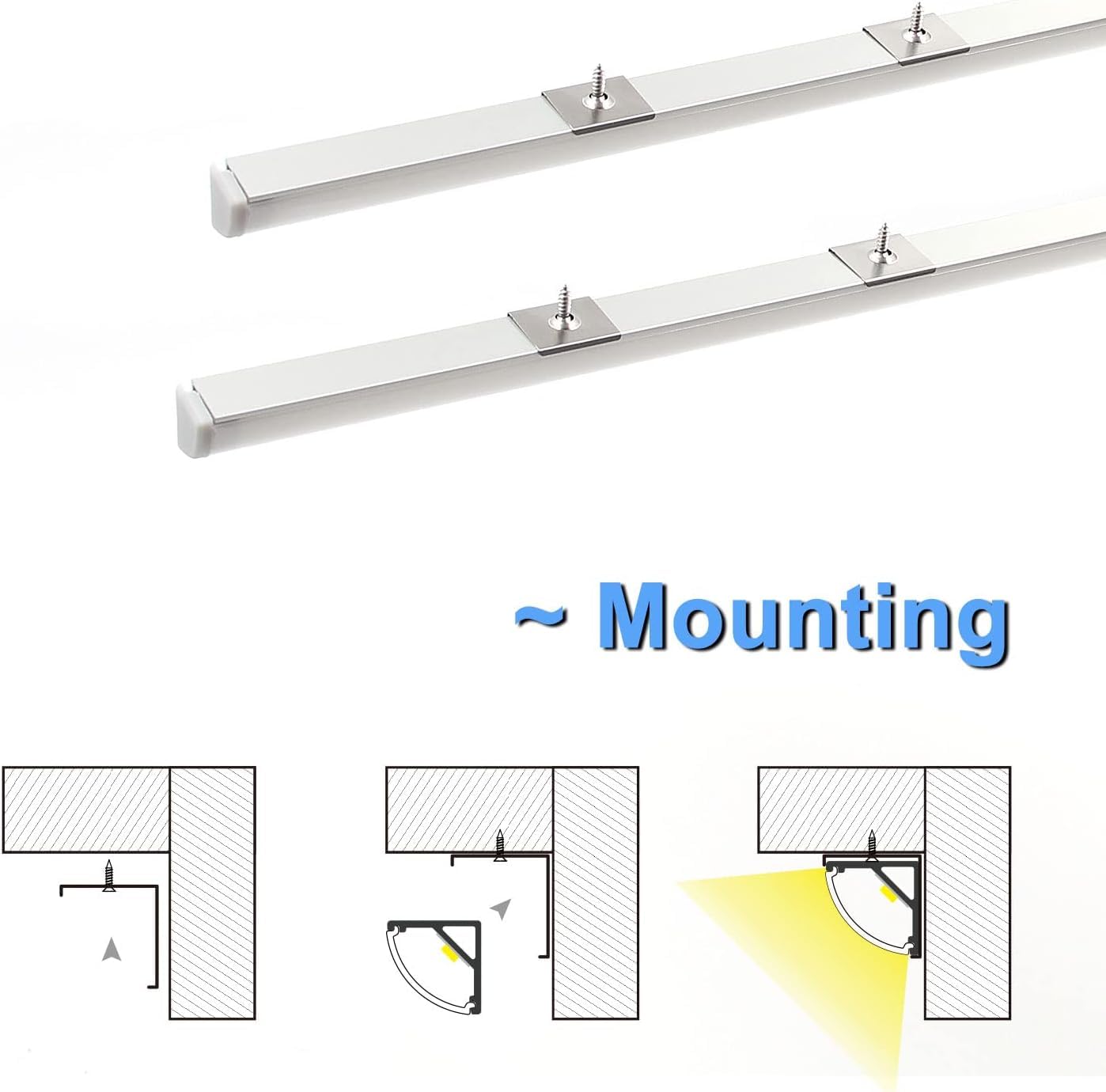 VST 20Pack 1 ft LED Aluminum Channel with Milky White Cover V Shape 16x16mm, Led Strip Light Track with End Caps and Mounting Clips Accessories for Living Room, Kitchen