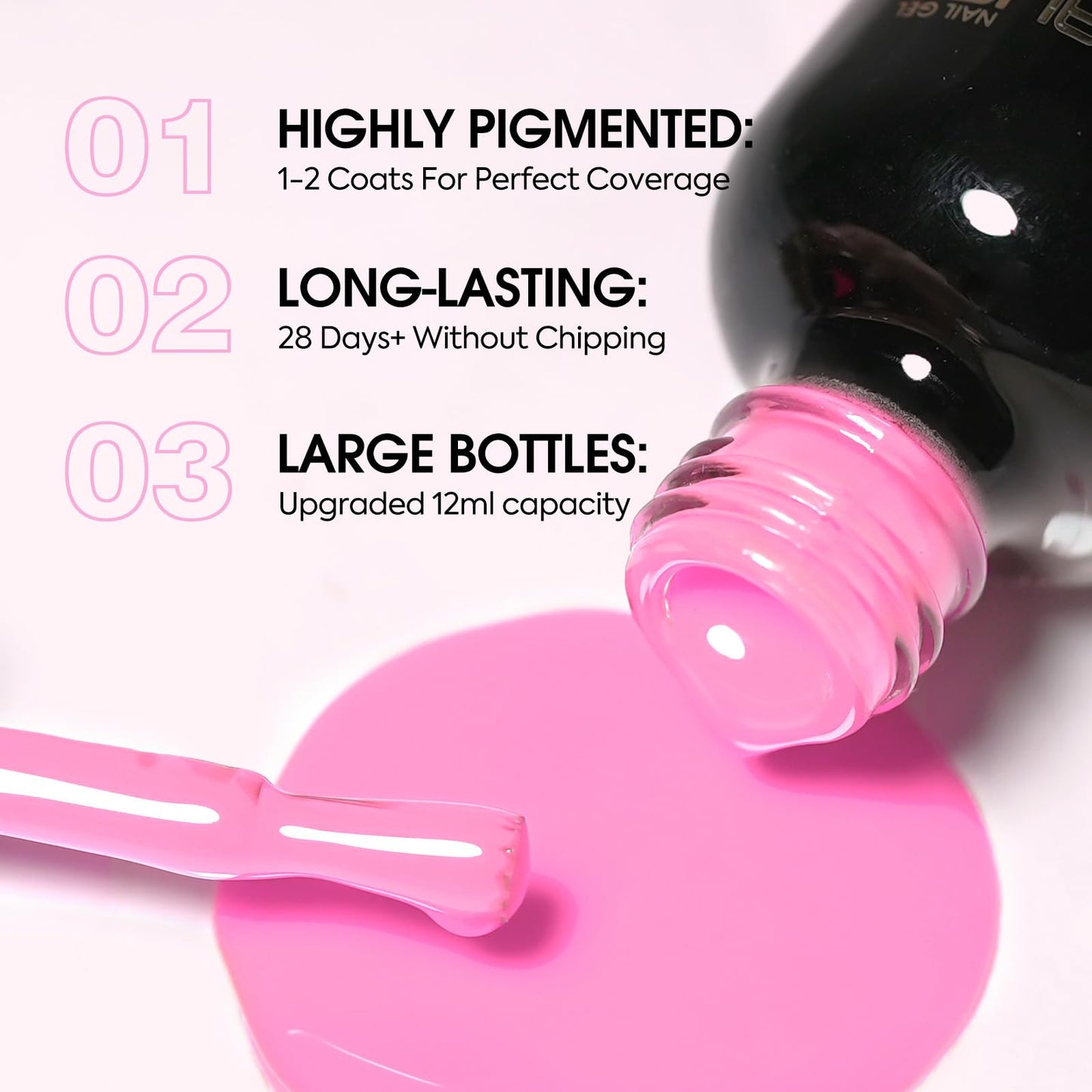 VENALISA Pink Gel Nail Polish 1 Pcs 12ml Pink Color Gel Polish Soak Off UV Salon Manicure DIY at Home Nail Art For Girls Women
