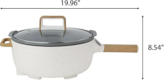 Pioneer Woman Electric Skillet with Detachable Handle – Nonstick 12-Inch Electric Frying Pan, Adjustable Temperature Control, Easy Cleanup, Stylish Floral Design, Compact Storage