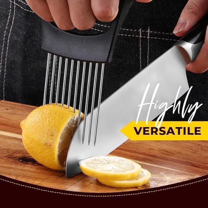 Onion Slice Holder, 2025 Upgraded Stainless Steel Onion Holder for Slicing Lemon Slicer Vegetable Cutter, Kitchen Chopper Slicing Assistant Tool for Meat, Onion, Potato, Tomato (2, B)
