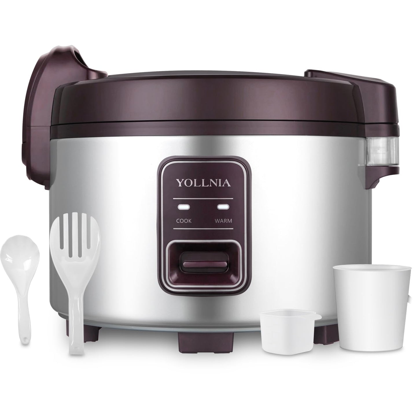 YOLLNIA Commercial Large Rice Cooker & Food warmer | 13.8QT/65 Cup cooked rice | Non-stick Inner Pot |Auto Warmer Mode |1350W Fast Cooking