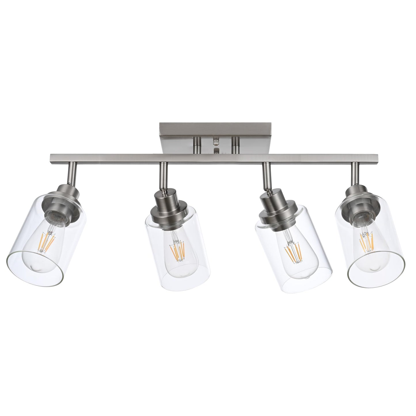 Wanluce 4 Light Track Lighting Fixtures Ceiling Kitchen Track Lighting Kit Brushed Nickel Bathroom Tracking Vanity Lights With Clear Glass Shade  Rotatable Spotlight For Accent Task Wall Art Hallway