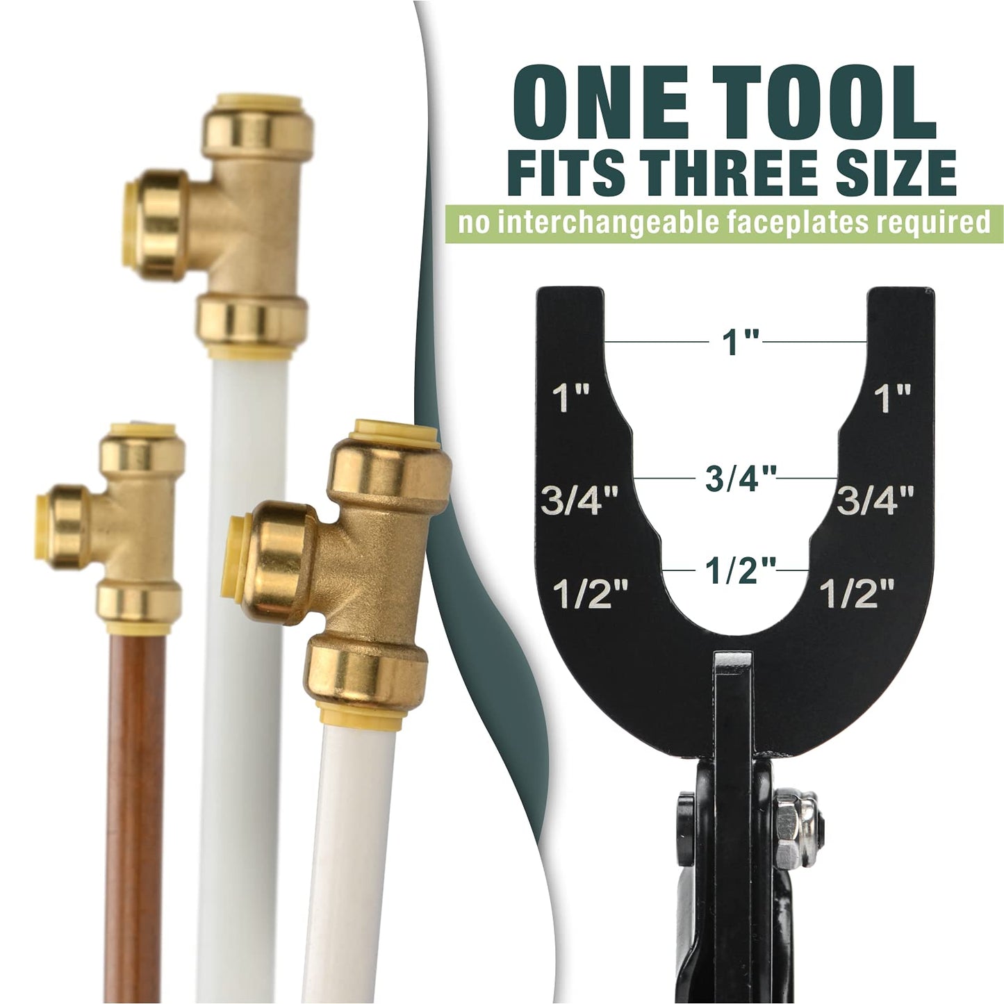 iCrimp Push-to-Connect,Push-fit Disconnect Clamp Tool for Brass-Push Fittings Removing,Multi-size Combination 1/2",3/4",1"-CRQ02