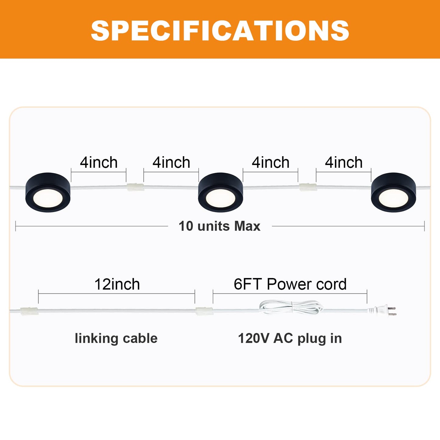 Lumiland Wired Led Puck Lights (2.7Wx5) Plug-In Lighting Natural White (4000K)  Led Cabinet Light For Kitchen Can Be Surface Mount Or Recess Mount  Black