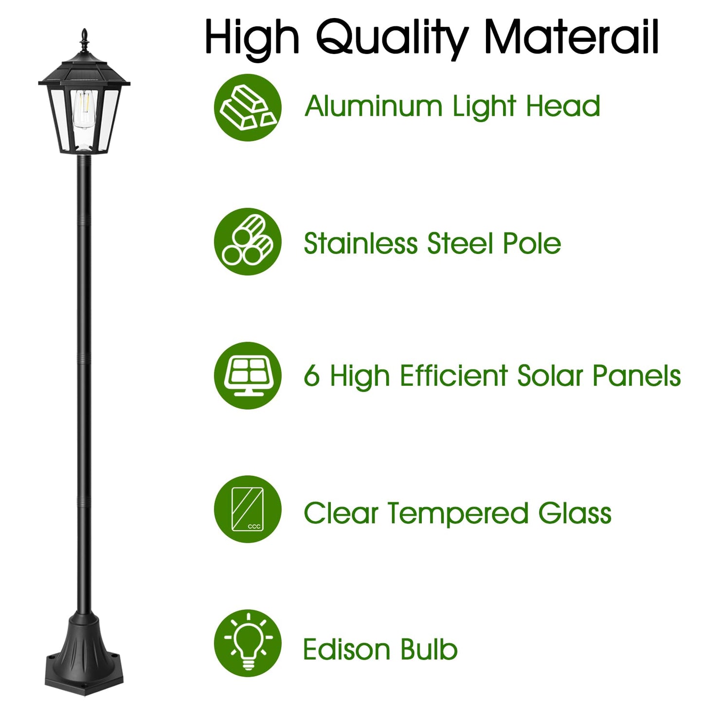 Eyrosa 66 Metal Solar Lamp Post Light 50 Lumens  2 Pack Solar Pole Light Outdoor Waterproof  Post Lighting Outside For Porch Yard Driveway Garden Patio Decor
