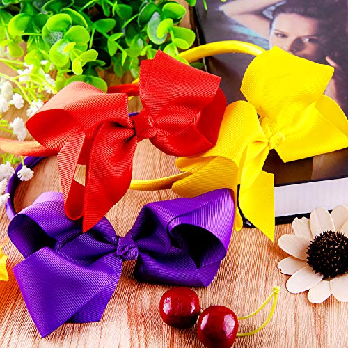 SIQUK 12 Pieces Bow Headbands for Girls Headband with Ribbon Bow Boutique Grosgrain Headbands, 12 Colors