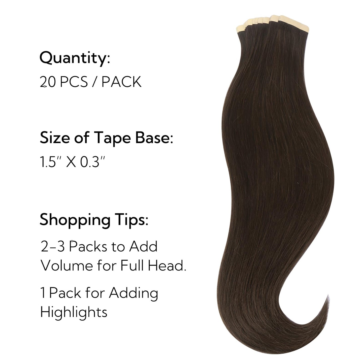 HOTBANANA Tape in Hair Extensions - 14 Inch 20pcs 50g Light Dark Brown Human Hair - Straight Remy Tape Extensions