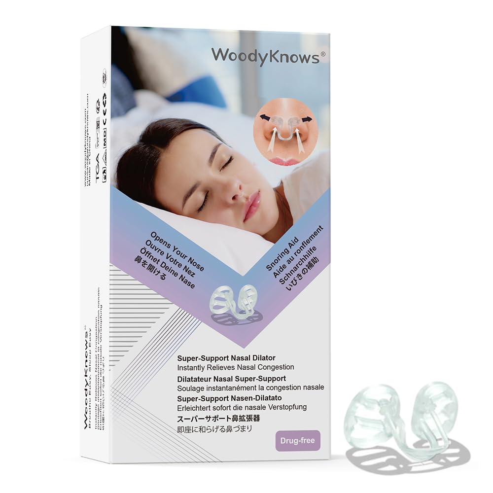 WoodyKnows Super-Support Nasal Dilator, Improves Sleep and Sports Airflow, Nasal Congestion and Nose-Related snoring aid (Trial XS/S/M/L)