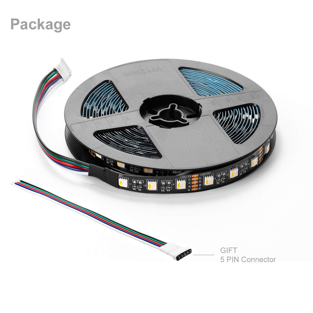 Btf-Lighting 5050 Rgbw Led Tape Lights 5M 60Leds/M Black Pcb Ip30 Non-Waterproof For Home Decoration