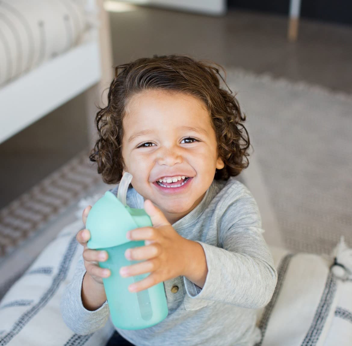 Boon Swig Insulated Silicone Straw Sippy Cup - Flip Top Spill Proof Toddler Straw Cups - Baby and Toddler Feeding Supplies - Baby Travel Essentials - 9 Oz - Mint