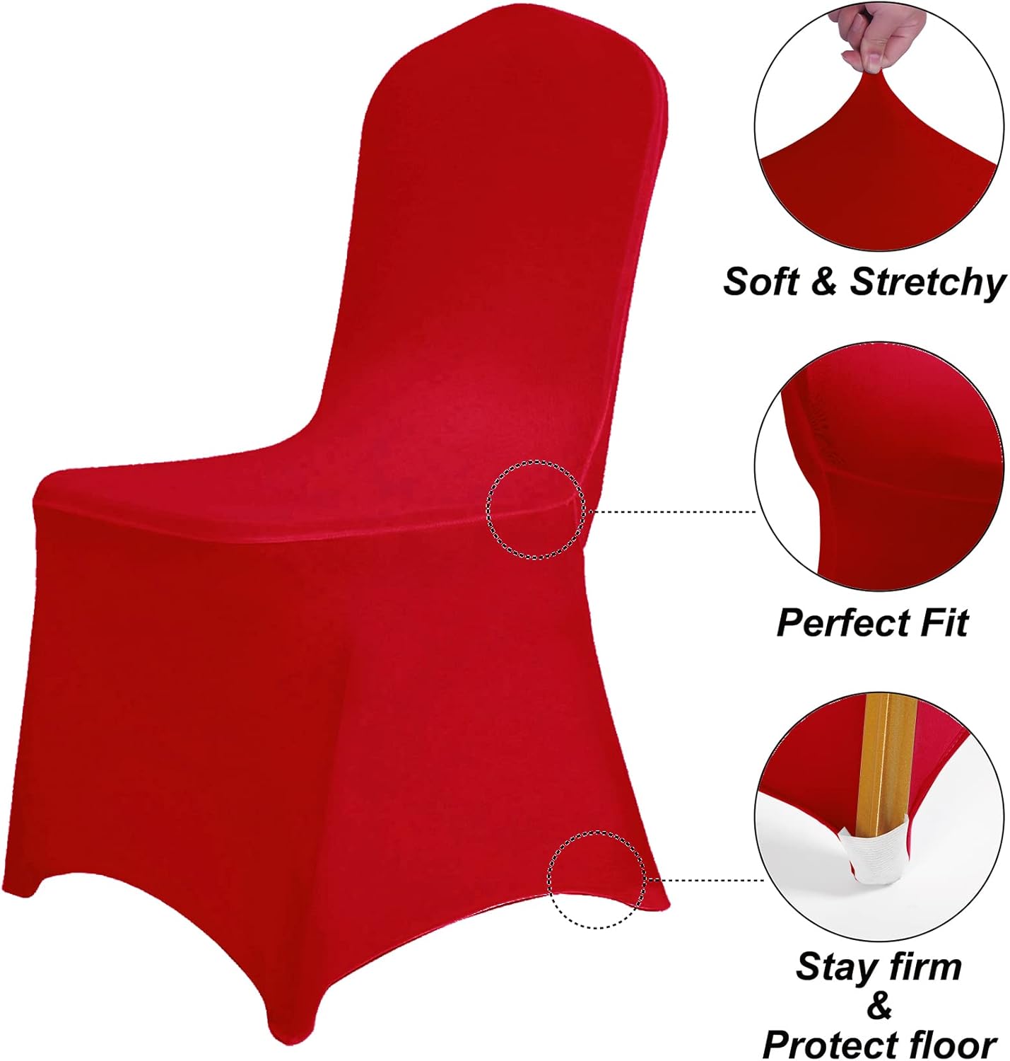 SUPERO Waterproof Spandex Chair Cover 50PCS, Stretch Dining Chair Covers, Polyester Outdoor Chair Covers, Protector Stretch Chair Cover for Party Universal, Banquet, Wedding Event, Hotel(Red)