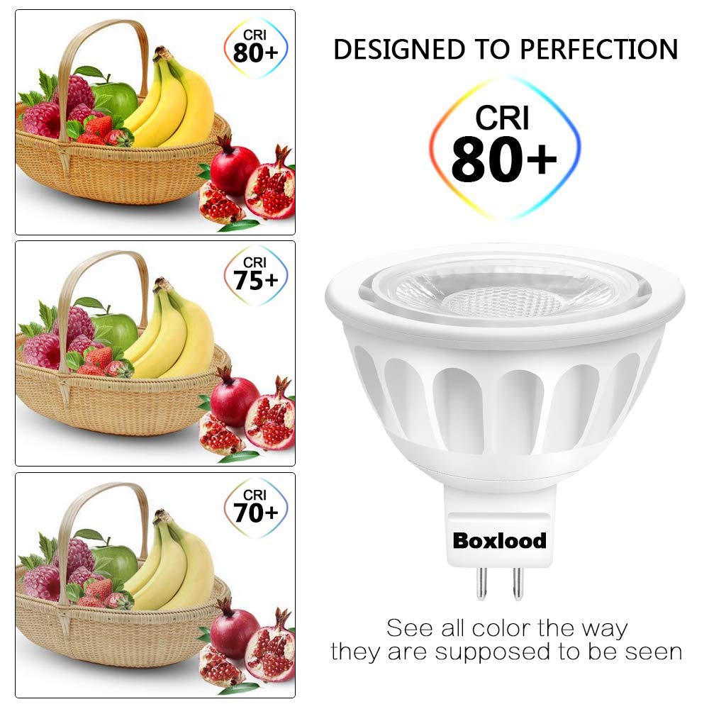 Boxlood Mr16 Led Bulbs 10 Pack, 5W Non-Dimmable, 6000K Cool White, Gu5.3 Base, 90% Energy Saving