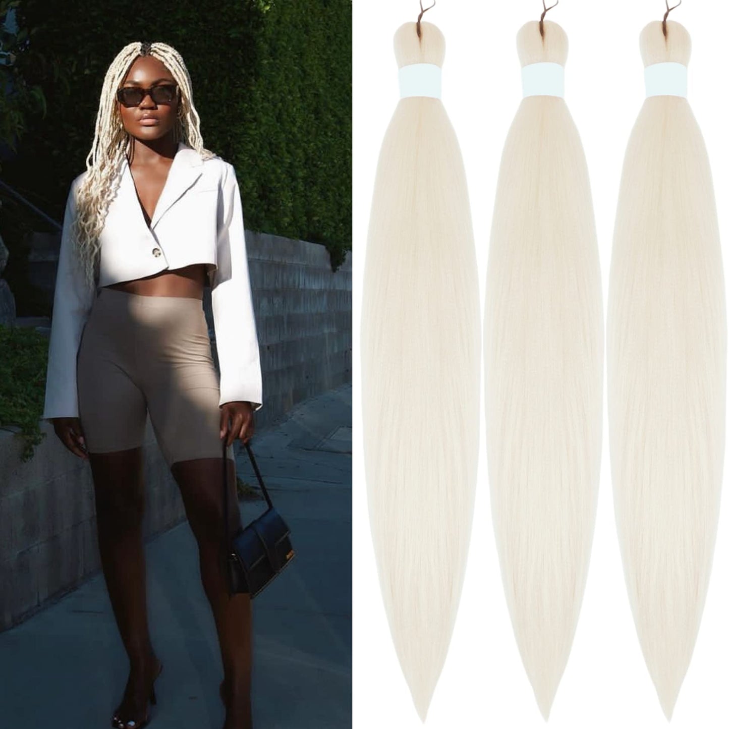 Platinum Blonde White Braiding Hair Prestretched Gyal Ghana Braiding Hair Braid in Hair