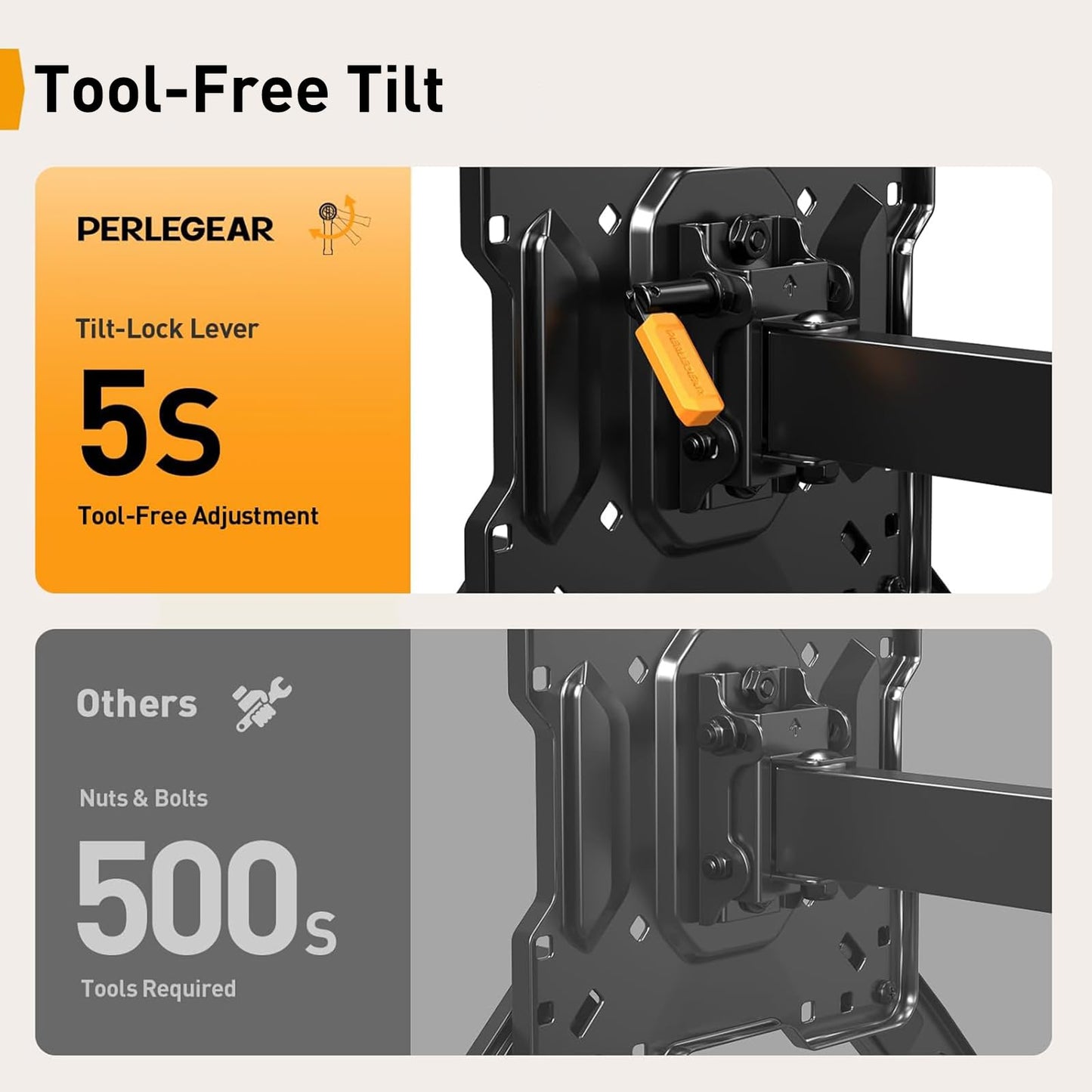 Perlegear Long Arm TV Wall Mount for 32-65″ TVs, 37.4” Long Extension Corner TV Mount, Max VESA 400x400mm, Articulating Arms Full Motion Wall Mount Bracket with Swivel and Tilt, Holds up to 110 lbs