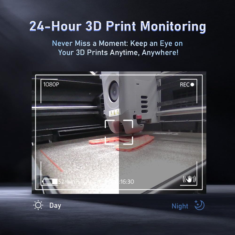 FLASHFORGE Adventurer 5M/5M Pro/AD5X 3D Printer Camera Kit,Camera for Real-Time Monitoring & Remote Surveillance via Flash Maker App,Prevent Printing Failures&Save Filament