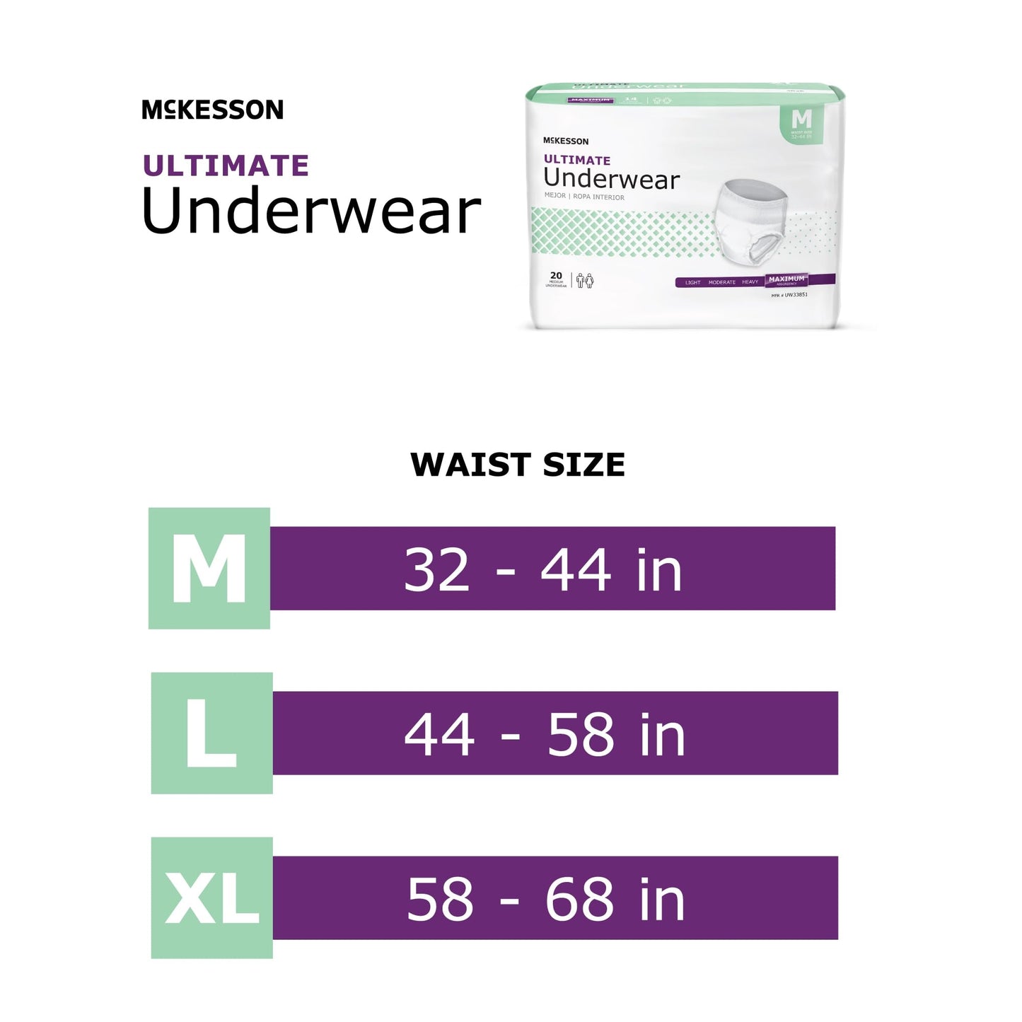 McKesson Ultimate Adult Incontinence Underwear, [56 Count], XL, 58-68 in. Maximum Absorbency, Unisex Bladder Leak Protection, Pull-On Style with Tear-Away Sides, for Postpartum and Incontinence