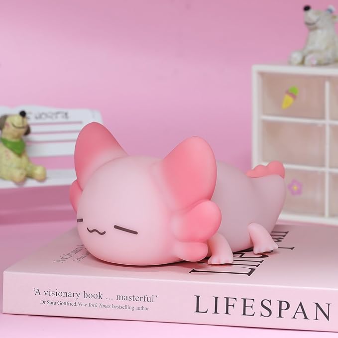 Tremdwoto Axolotl Night Light for Kids, 7 Color Changing Cute Axolotl Lamp，Dimmable &1/3 H Timer, USB Rechargeable Silicone Nursery Nightlight for Kid Bedroom Decor Axolotl Gift for Boys and Girls