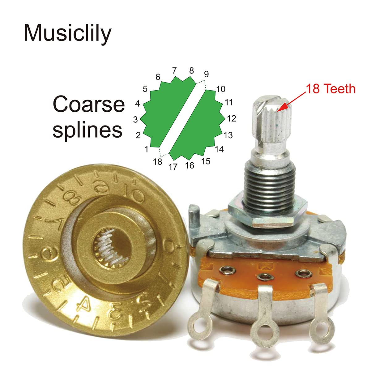 Musiclily Lp Guitar Speed Knobs Tone Volume Control Knobs For 18 Coarse-Spline Import Metric Split Shaft Pots Epiphone Les Paul