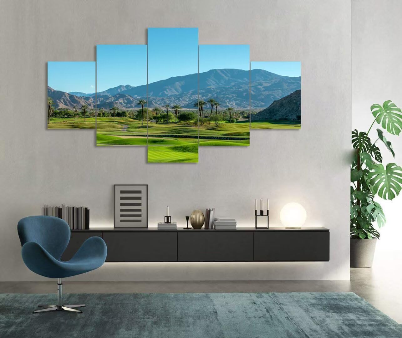 California Golf Course and Palm Tree Wall Art for Office Living Room Bedroom Home Decorations Gifts USA California Golf Course Pictures Framed Artwork Canvas Prints Ready to Hang(50''W x 24''H)