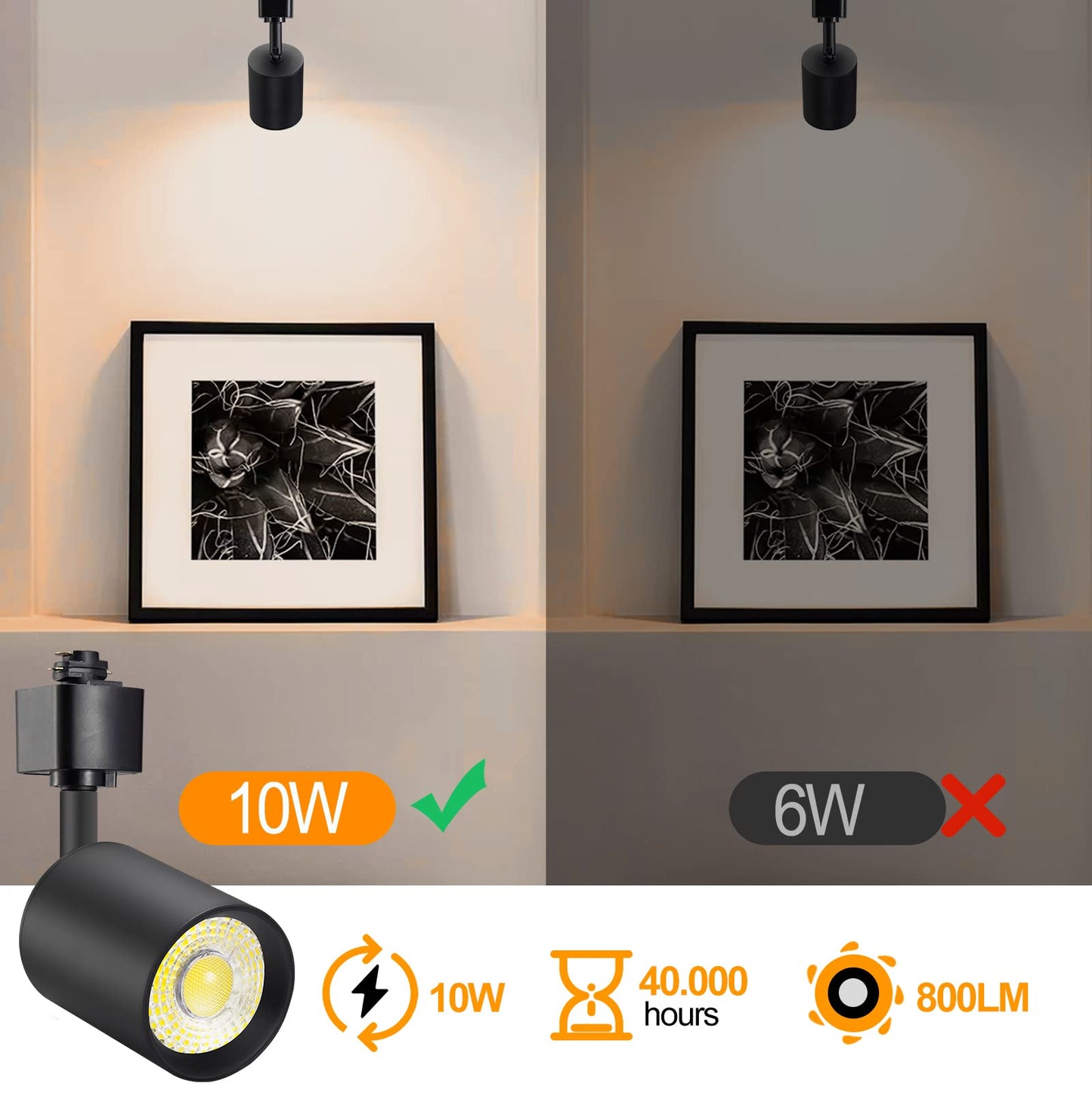 Vanoopee 10W Dimmable Led Track Lighting Heads H Type Track Light Replacement Fixtures Bright 4000K Neutral White Ceiling Spotlight For Accent Task Art  Flicker Free Cri90+ 24 800Lm Black  Pack Of 4