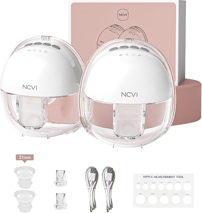 NCVI Wearable Hands Free Breast Pump, 4 Modes & 9 Levels with Multitronic Suction, Ultra-Quiet <42dB, Long Battery Life (1...