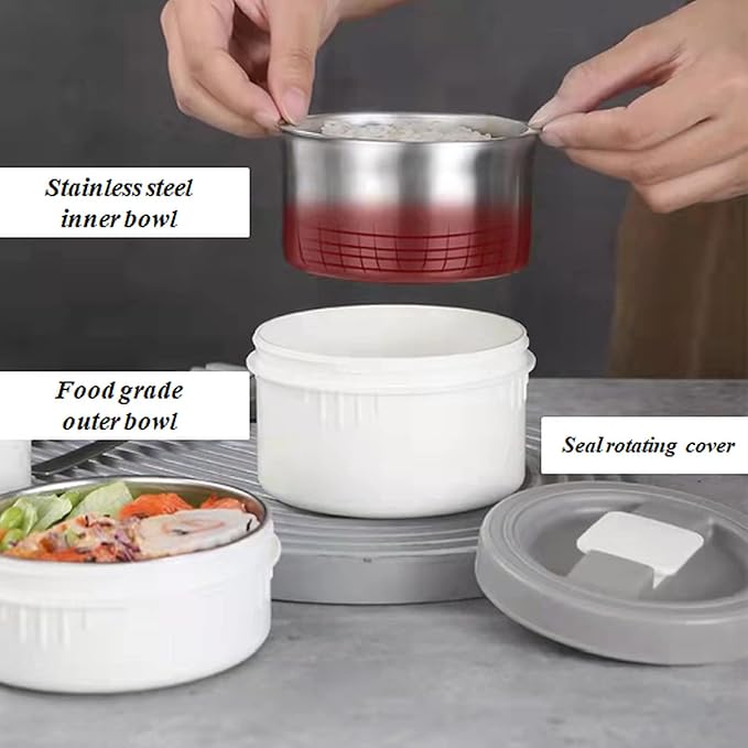 Stackable Stainless Steel 3-Tier Lunch/Snack Box, Vacuum Stainless Steel Leak-Proof Insulated Bottle, Suitable for Carrying Food to Office, Outdoor Picnic(64oz, Noble Brown)