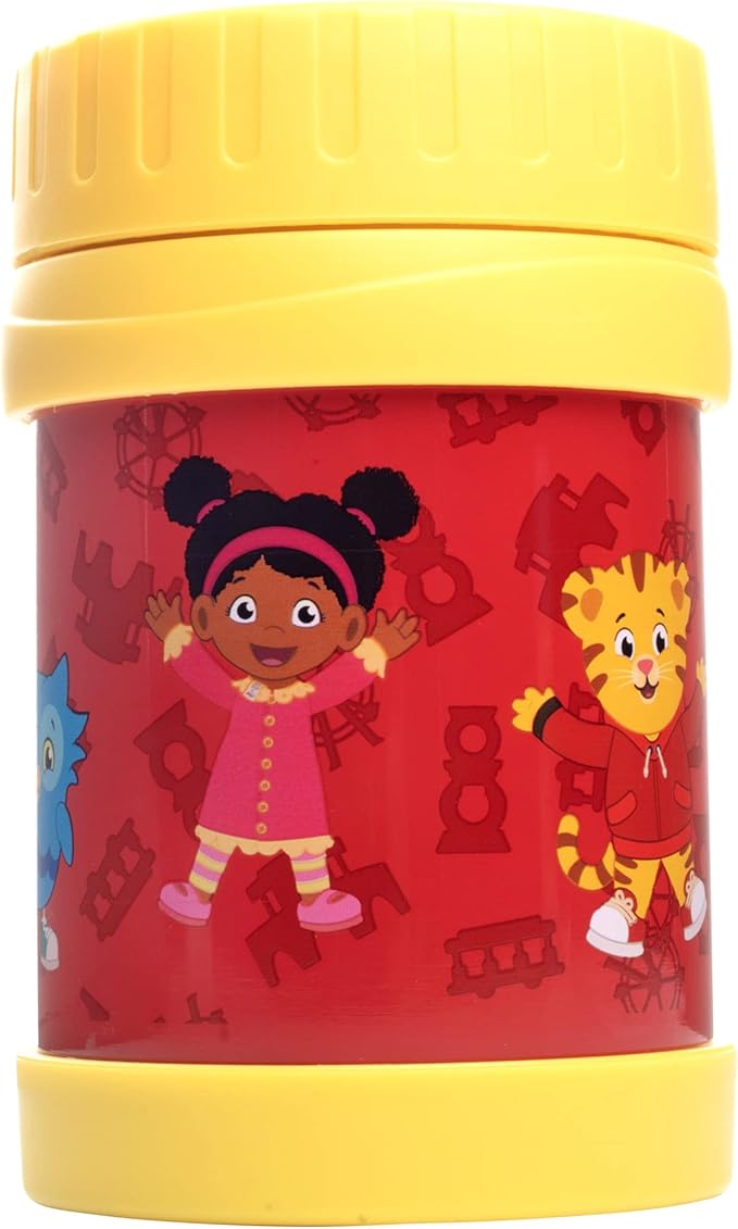 Daniel Tiger's Neighborhood Stainless Steel 13 oz Food Jar for Kids, Yellow-Vacuum Double Wall Insulated, Leak-Proof Jar- Keeps Liquids & Food Hot or Cold for Hours-Fits Inside Lunch Boxes & Bags