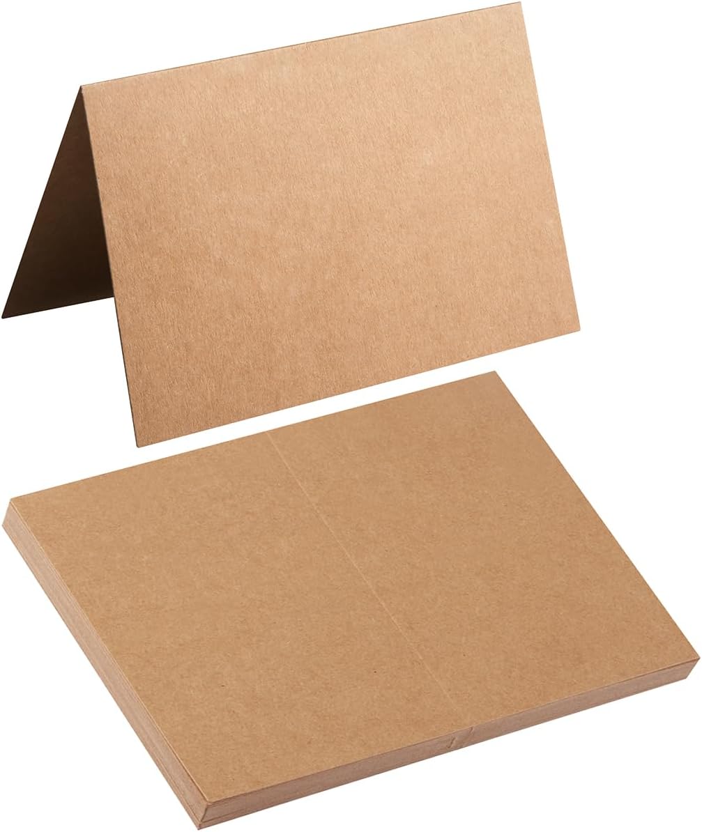 50 Pack Blank Cards Folded Cardstock Thank You Blank Greeting Cards for Invitations, Wedding, Greeting Cards, All Occasion DIY (Brown, 4x6)
