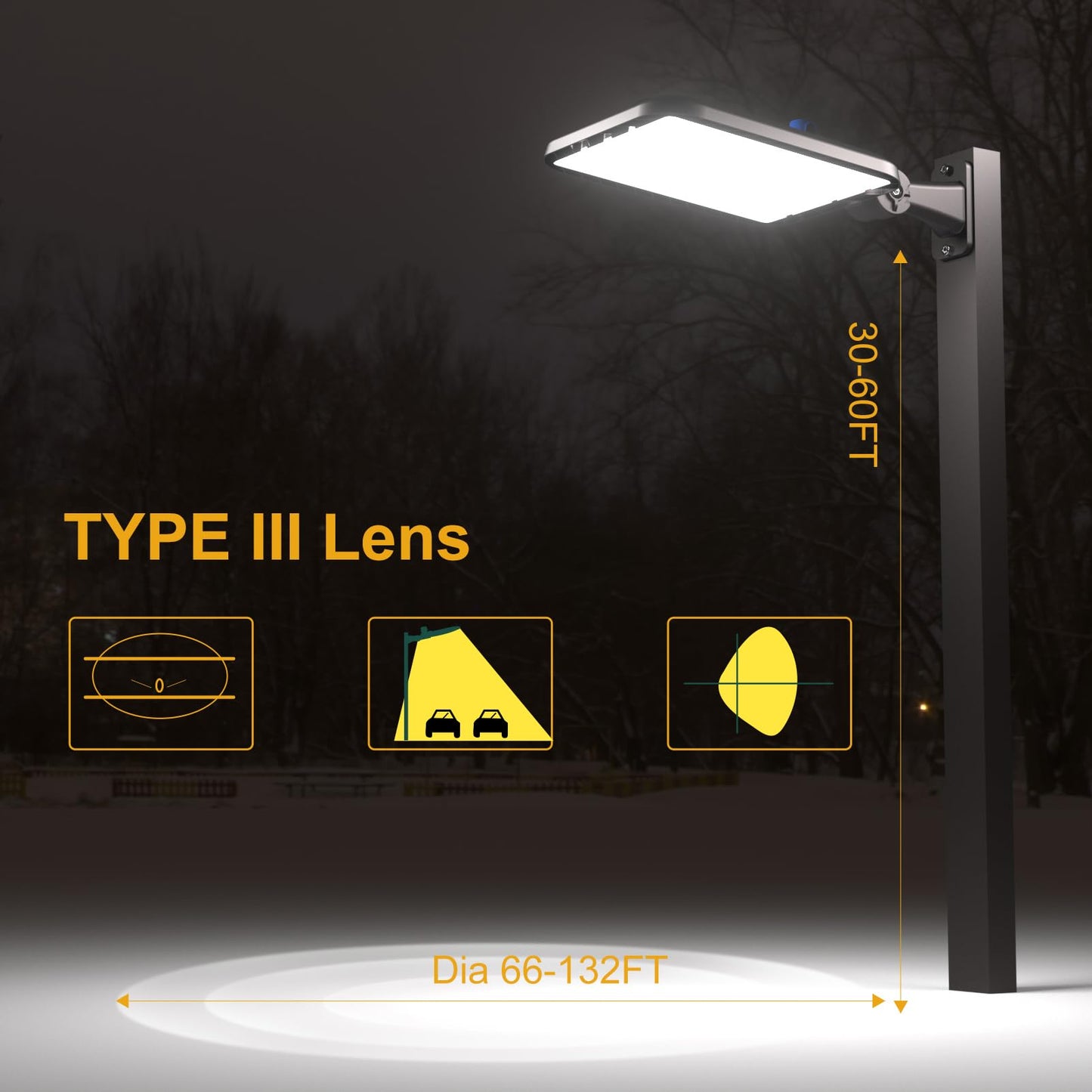 Acohook 500W Led Parking Lot Lighting 75000Lm(150Lm/W) Arm Mount Parking Lot Lights With Smart Photocell 5000K 6Kv Spd Outdoor Waterproof Led Street Light- 7Yrs Warranty 2Pack