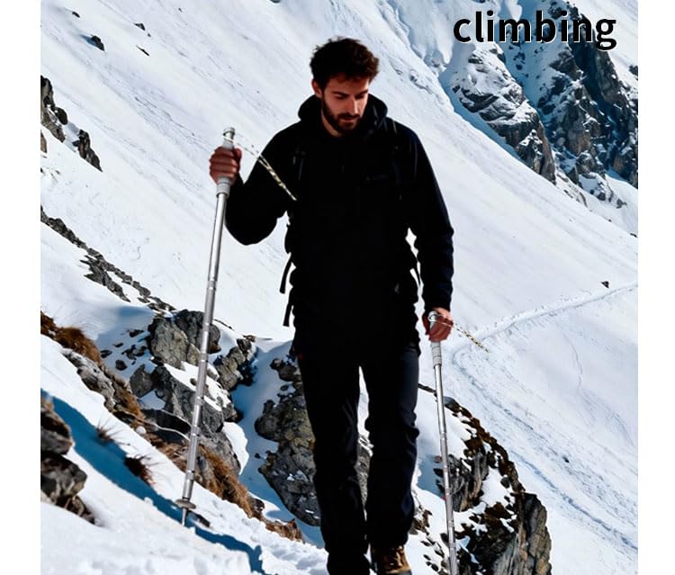 Multifunctional Tactical Hiking Stick with Compass & Canvas Bag - Adjustable Trekking Pole, Heavy Duty Aircraft Grade Alum...